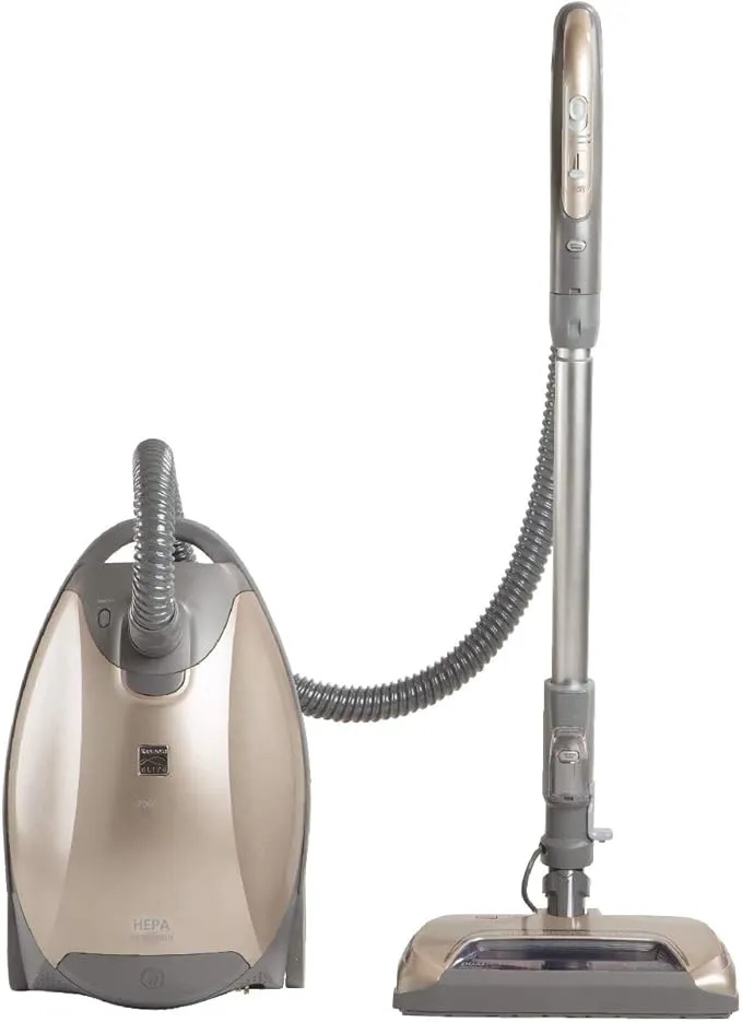 Kenmore bagged canister vacuum in ultra plush gold finish.