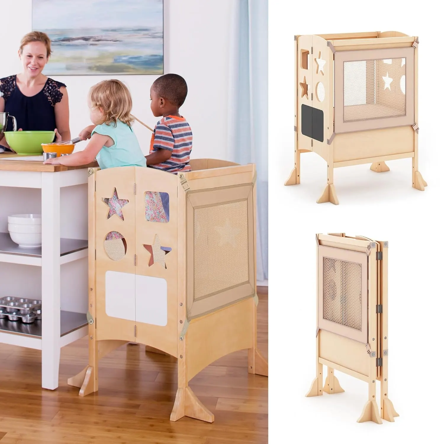kids kitchen helper stool double wide 1