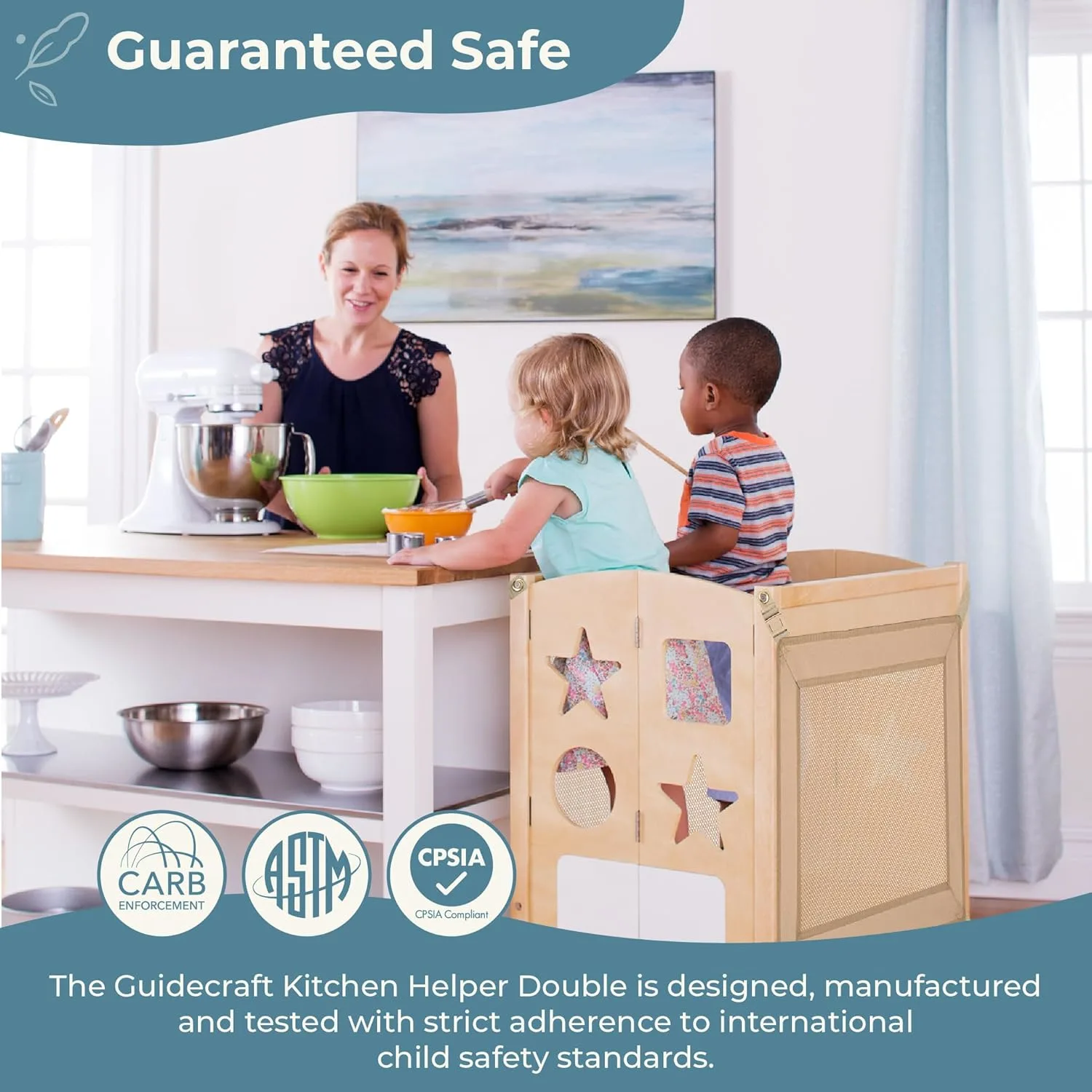 kids kitchen helper stool double wide 2
