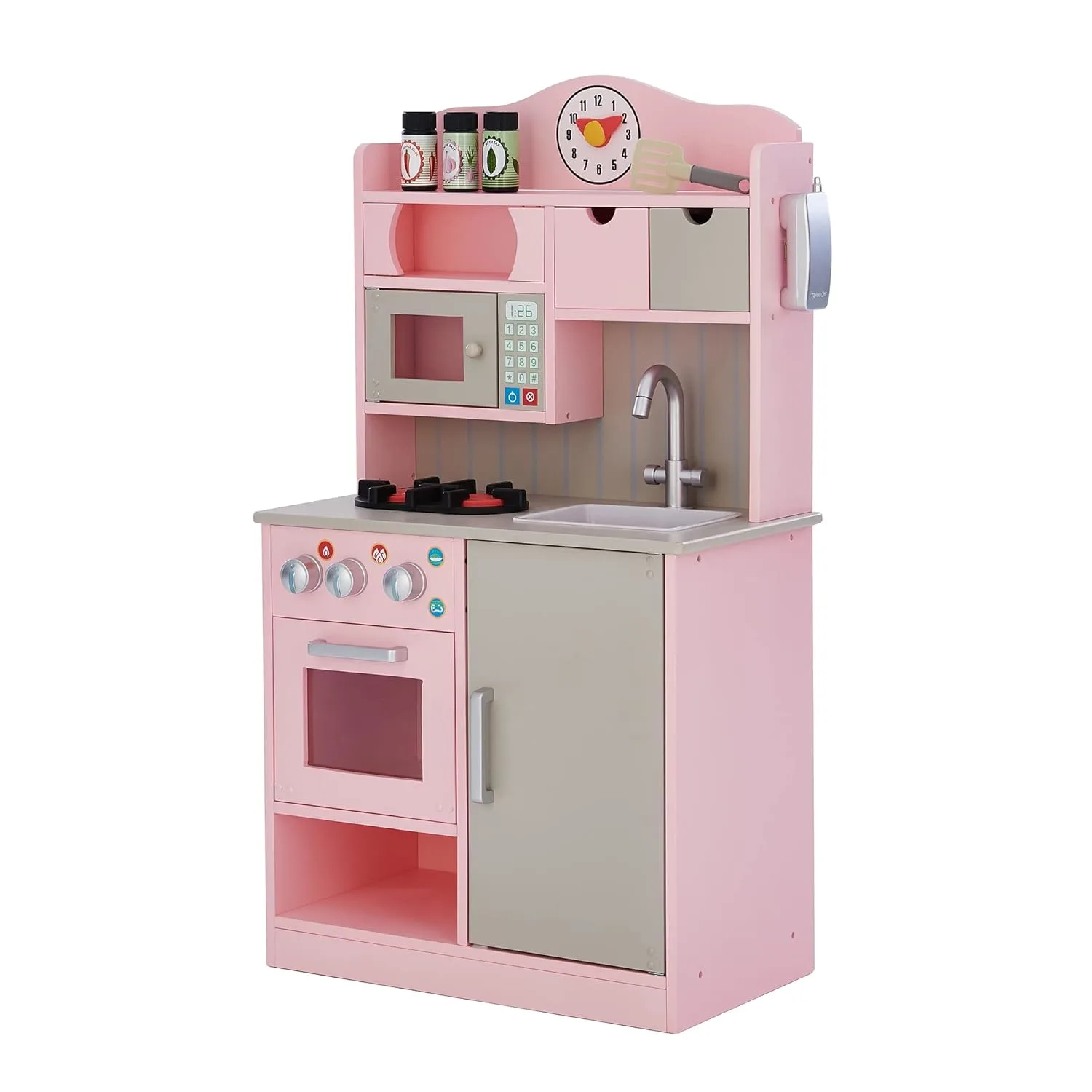 kids play kitchen pink grey 1