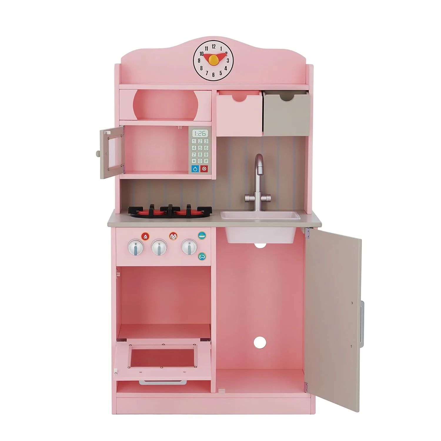 kids play kitchen pink grey 2