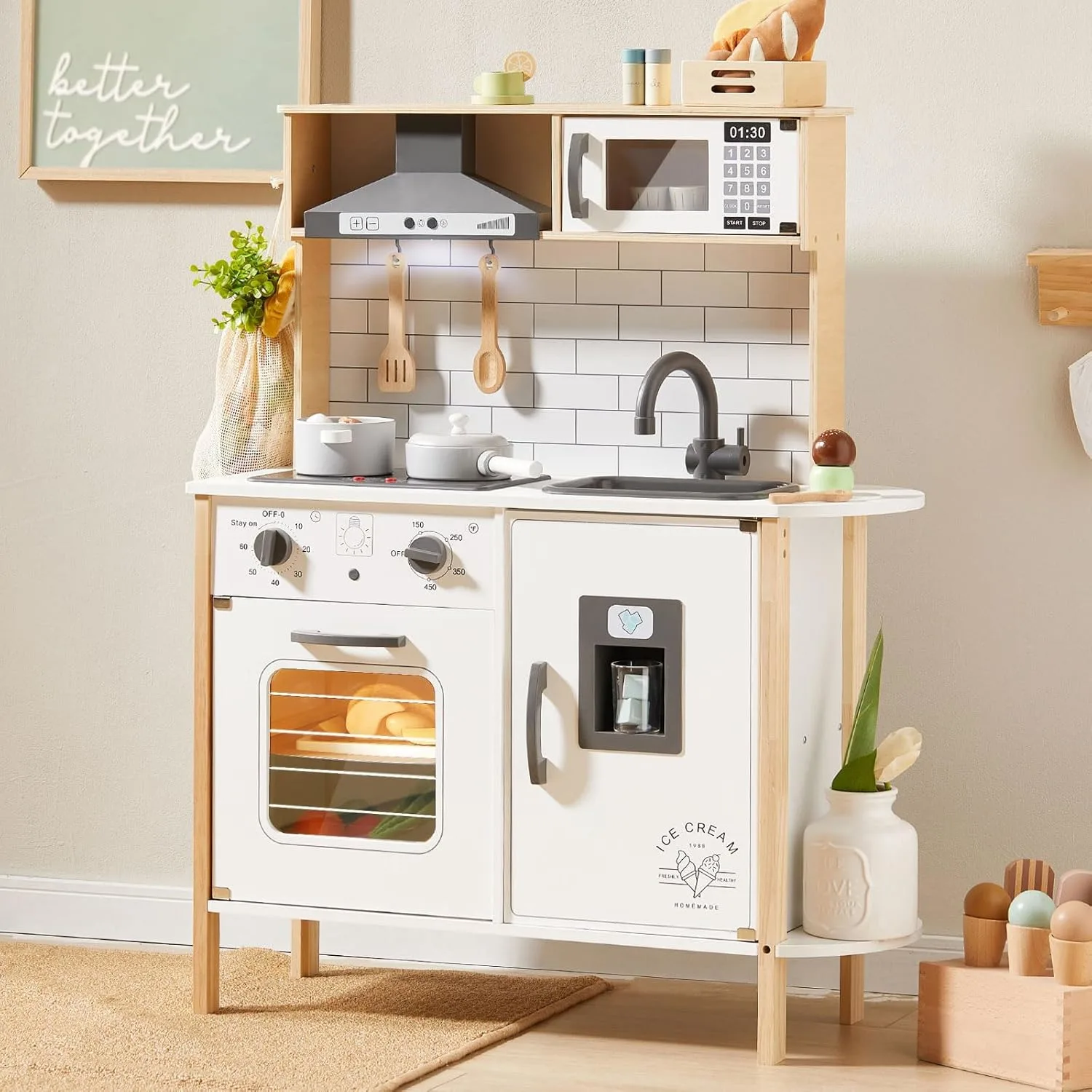 kids play kitchen wooden playset 1
