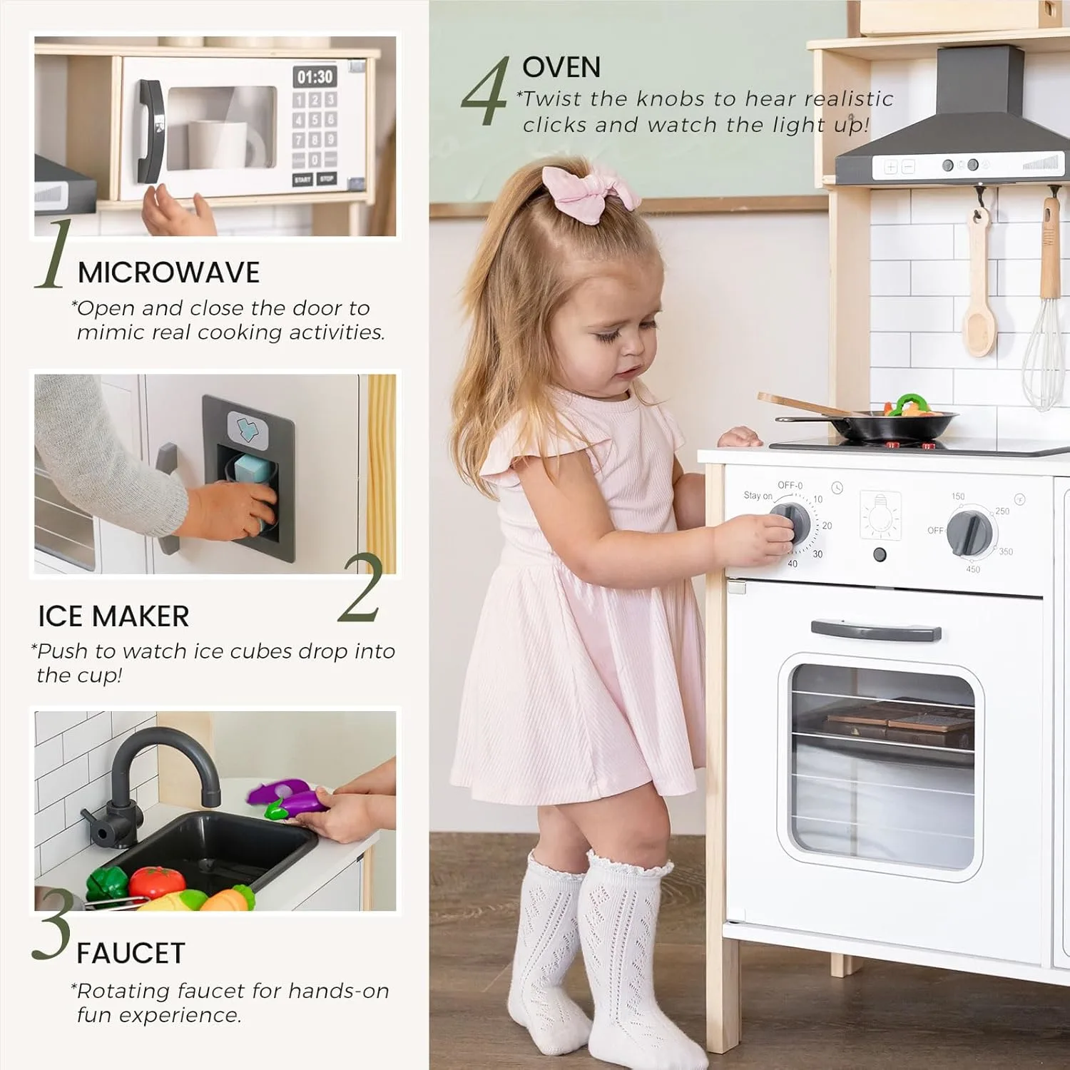 kids play kitchen wooden playset 2