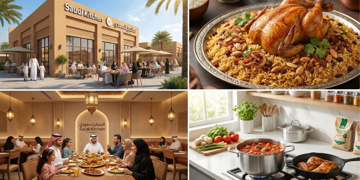 Saudi Kitchen restaurant exterior in UAE with welcoming entrance and outdoor seating