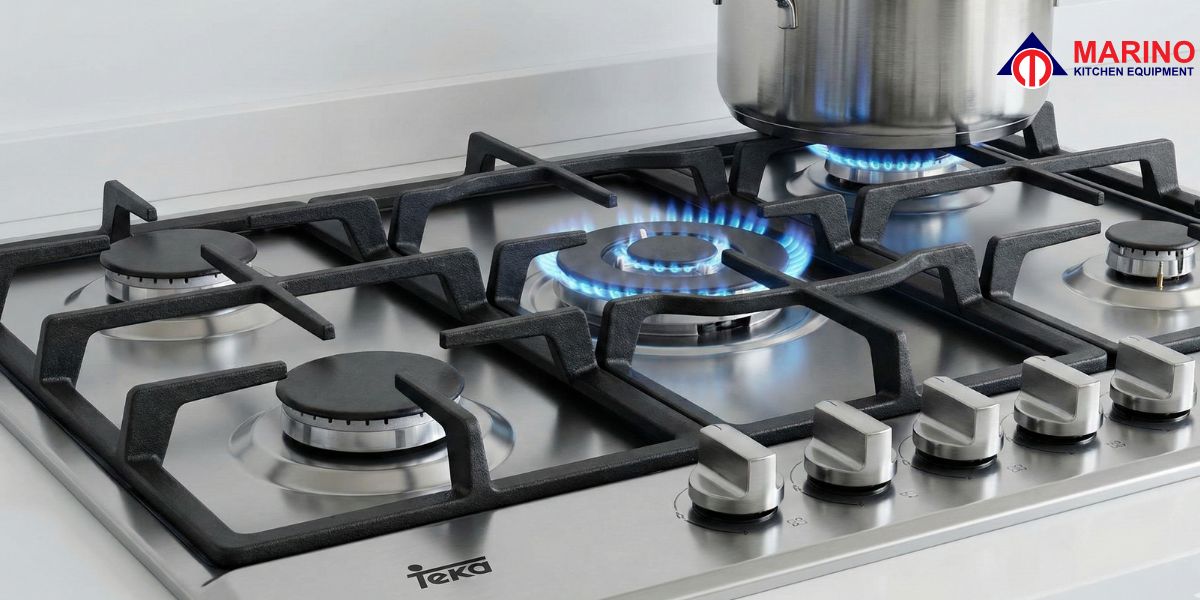 Luxury modern kitchen design featuring integrated teka kitchen appliances dubai with city view.