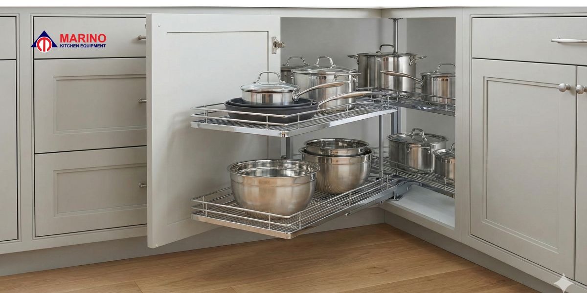 Modern white shaker kitchen cabinets with large island and wood flooring