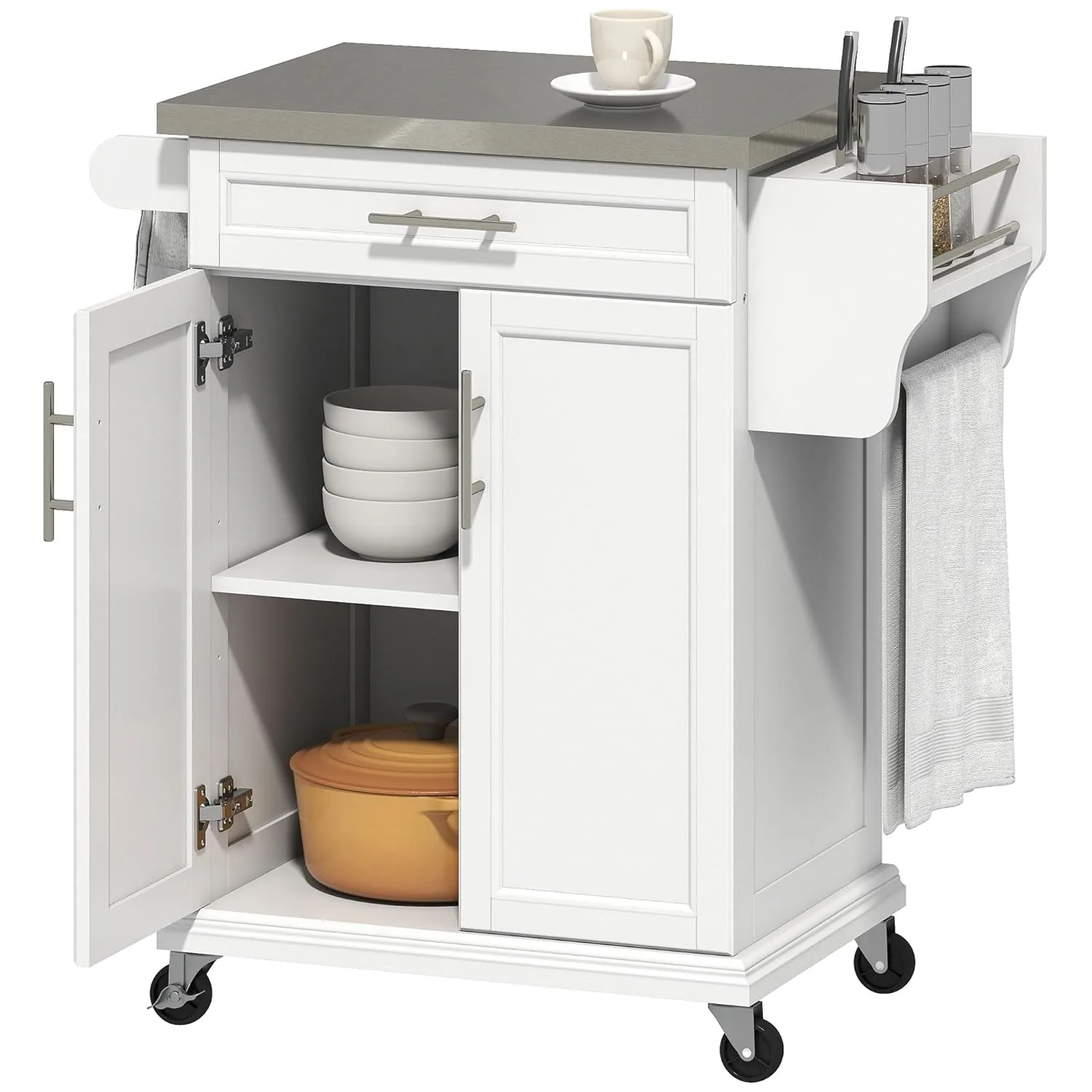 kitchen island cart rolling stainless 1