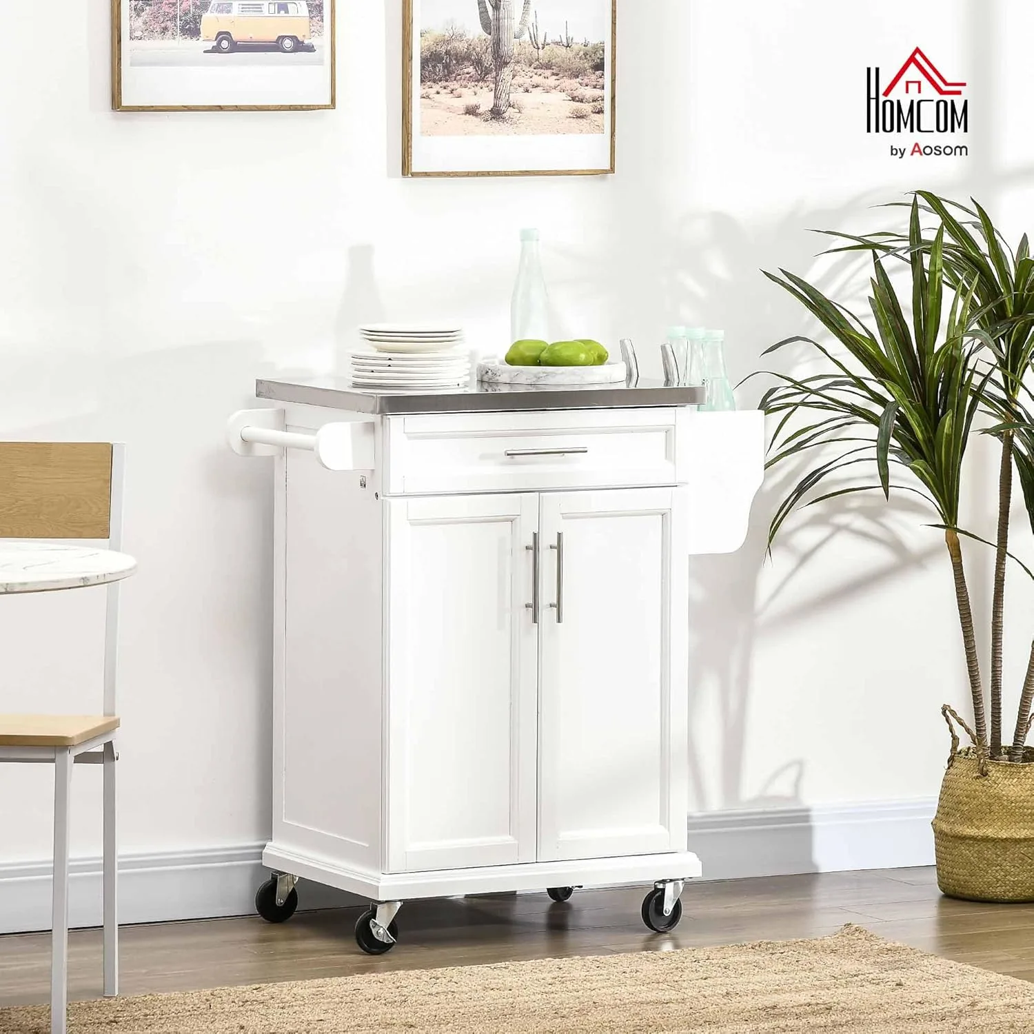kitchen island cart rolling stainless 2