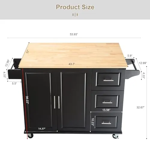 kitchen island cart storage wheels 2