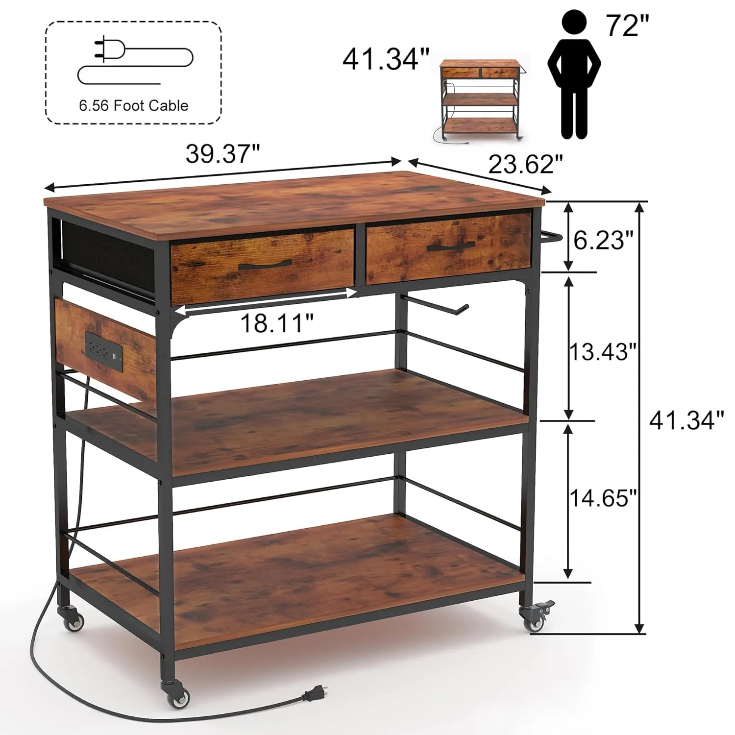 kitchen island power cart 2