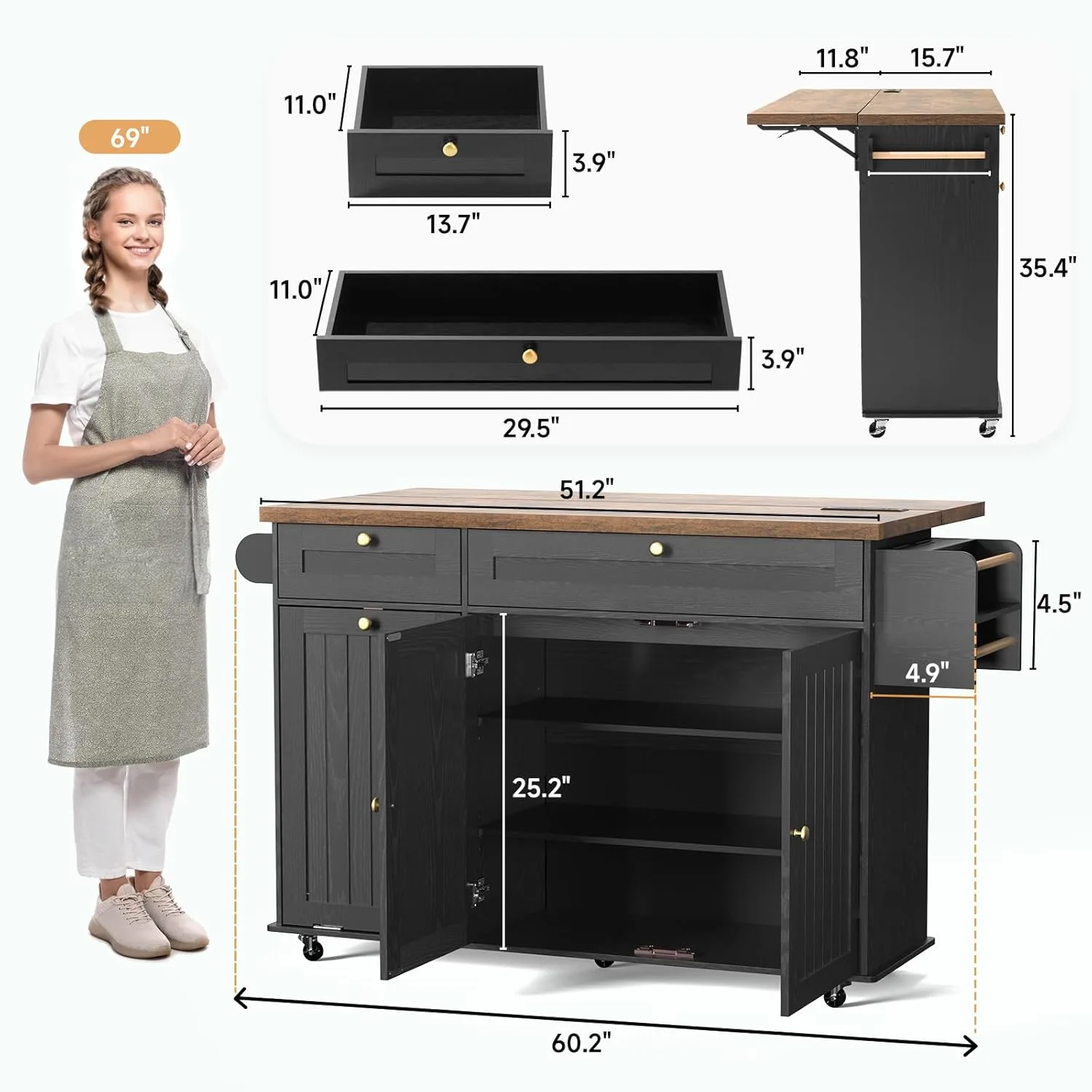 kitchen island power drop leaf 2
