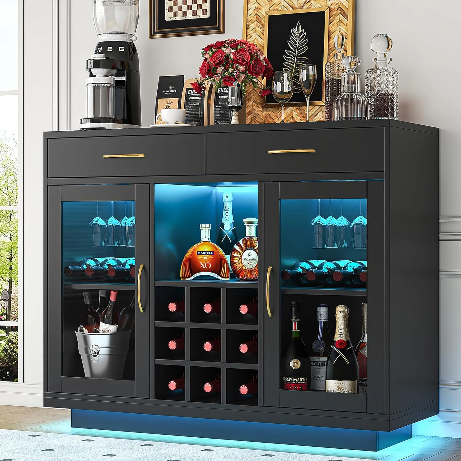 knoworld led wine coffee bar cabinet 1