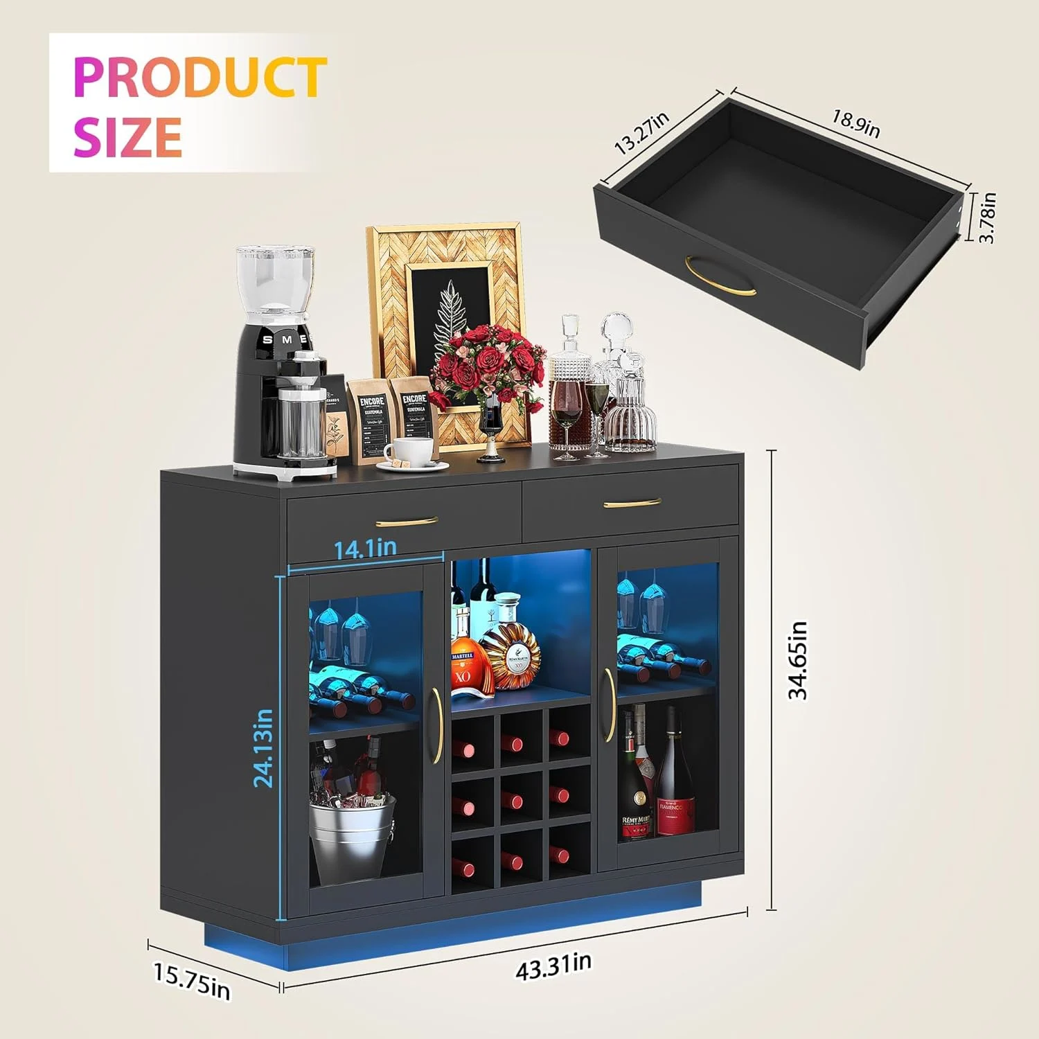 knoworld led wine coffee bar cabinet 2