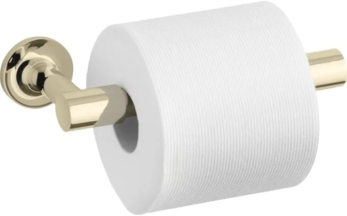 KOHLER Purist toilet paper holder in vibrant French gold finish.