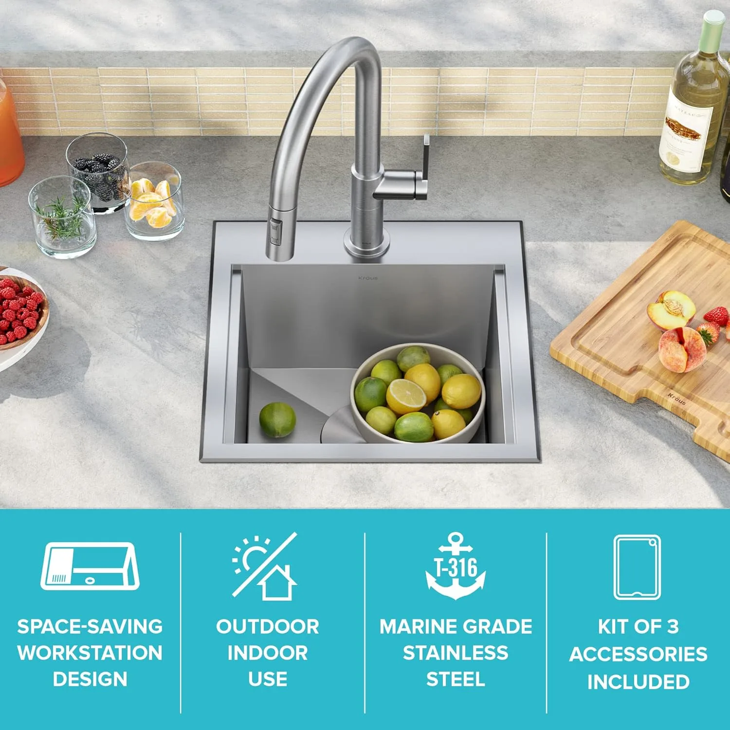 kraus outdoor workstation sink 2