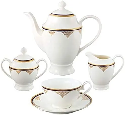 Lauren Home Trends 24K Gold 57-Piece La Luna Dinnerware Set, Blue, Service for 8