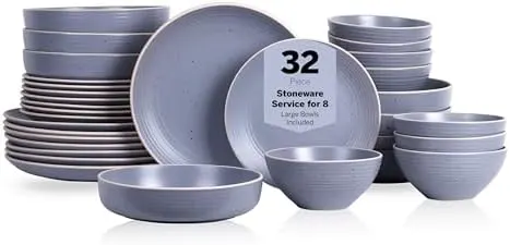 Lauren Stoneware Dinnerware Set, Light Gray