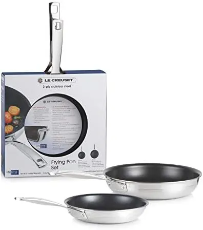 le creuset stainless steel frying pan set 2