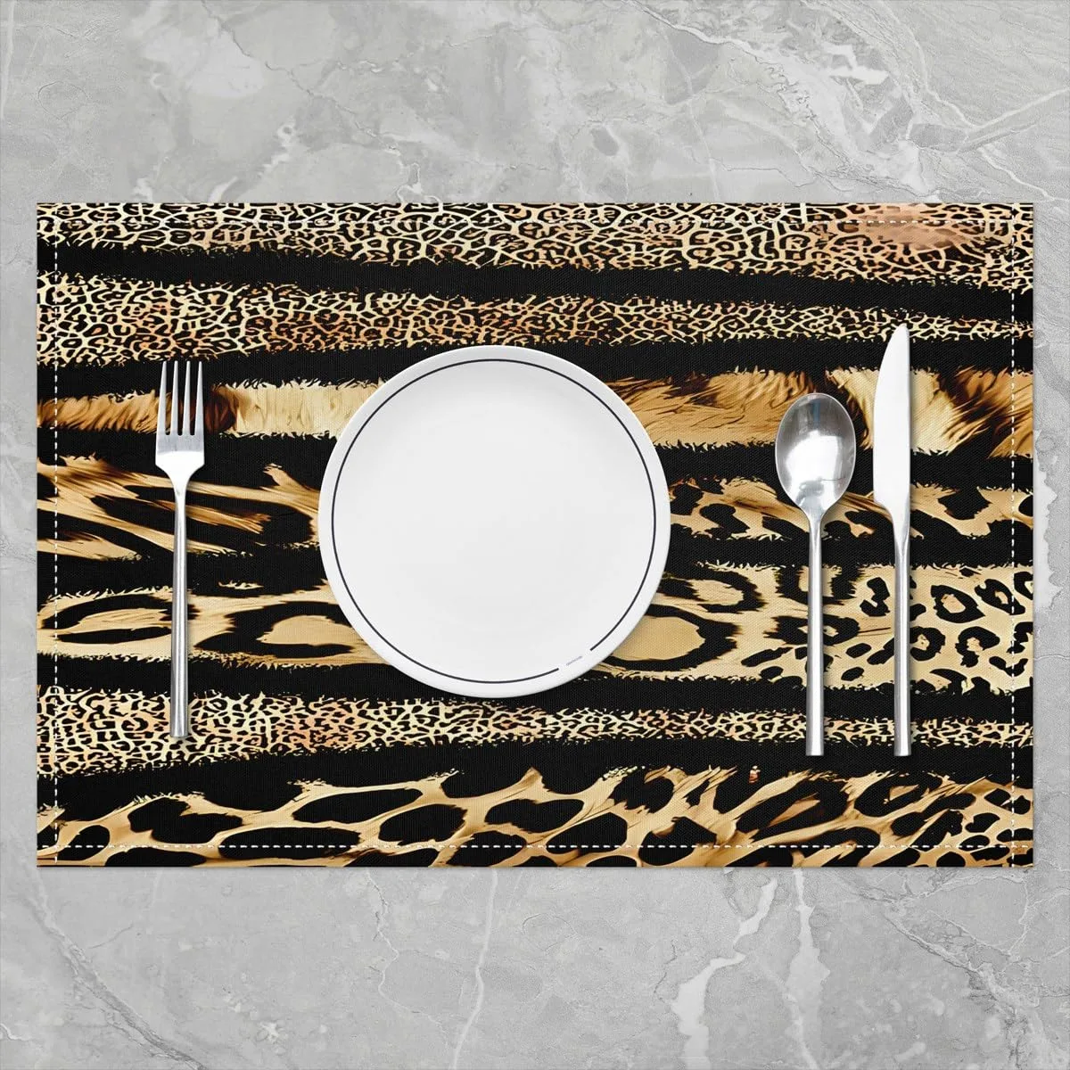 leopard placemats black print 2