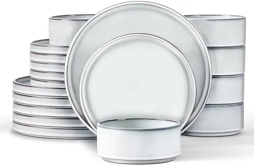 LIANYU 18-Piece Dinnerware Set - Lucent White