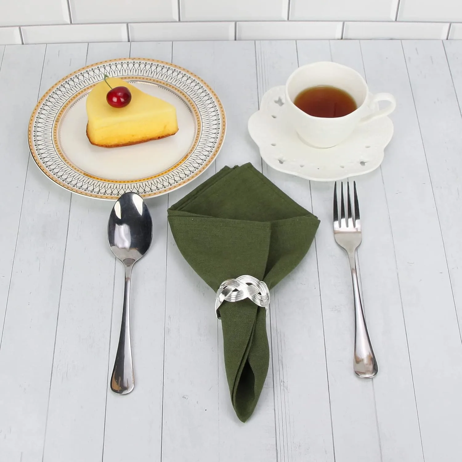 linen dinner napkins green 2