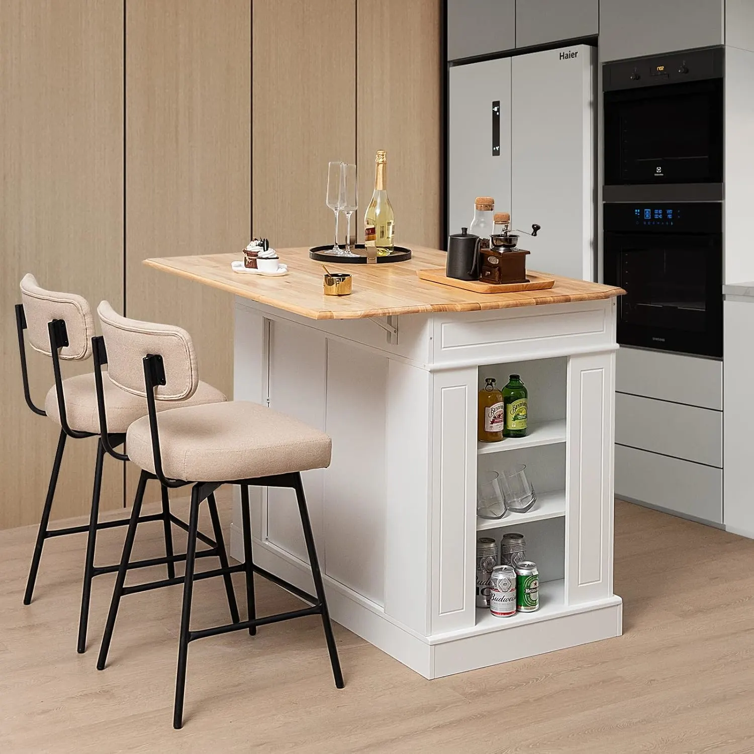 loko kitchen island drop leaf storage cabinet 2