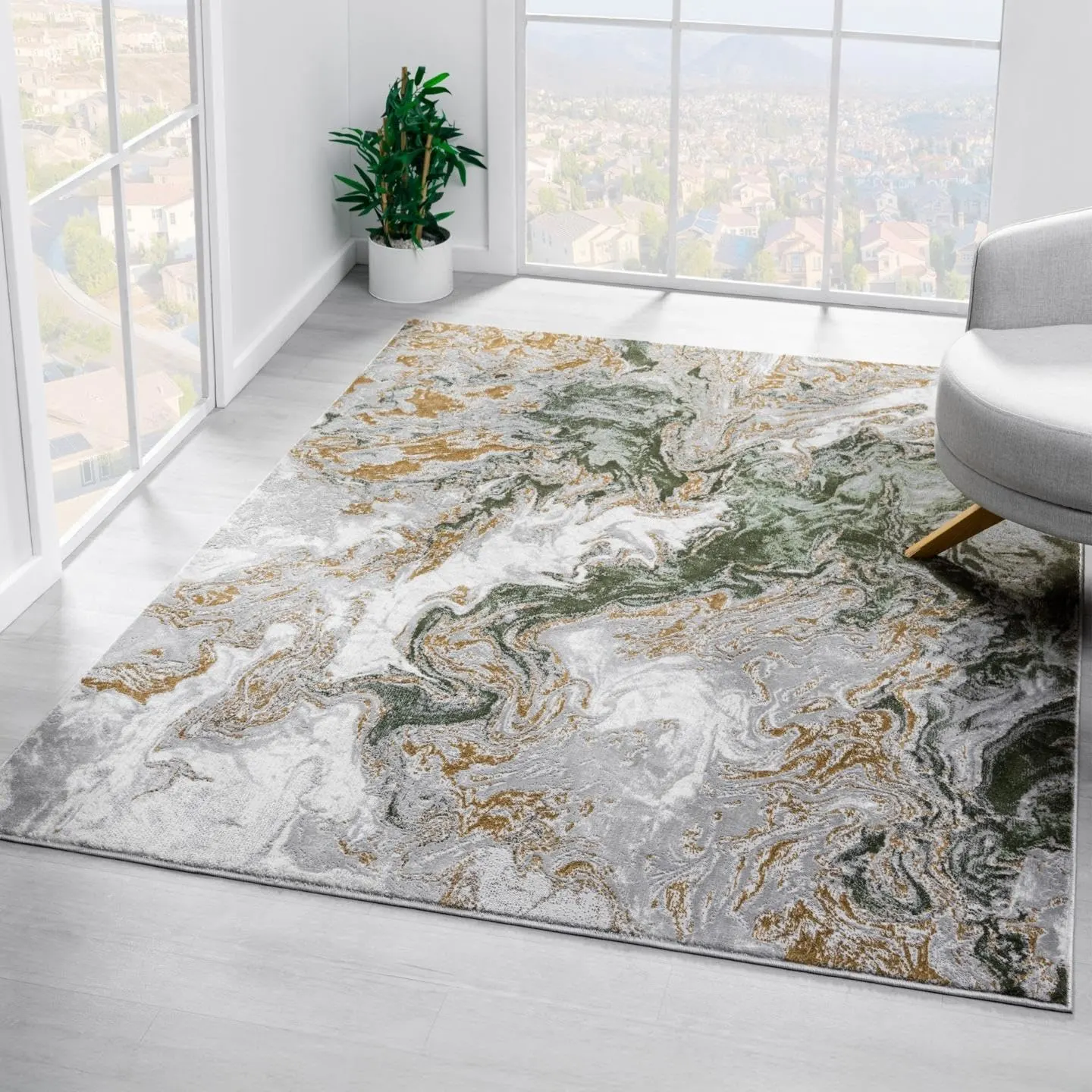 marble swirl green rug 1