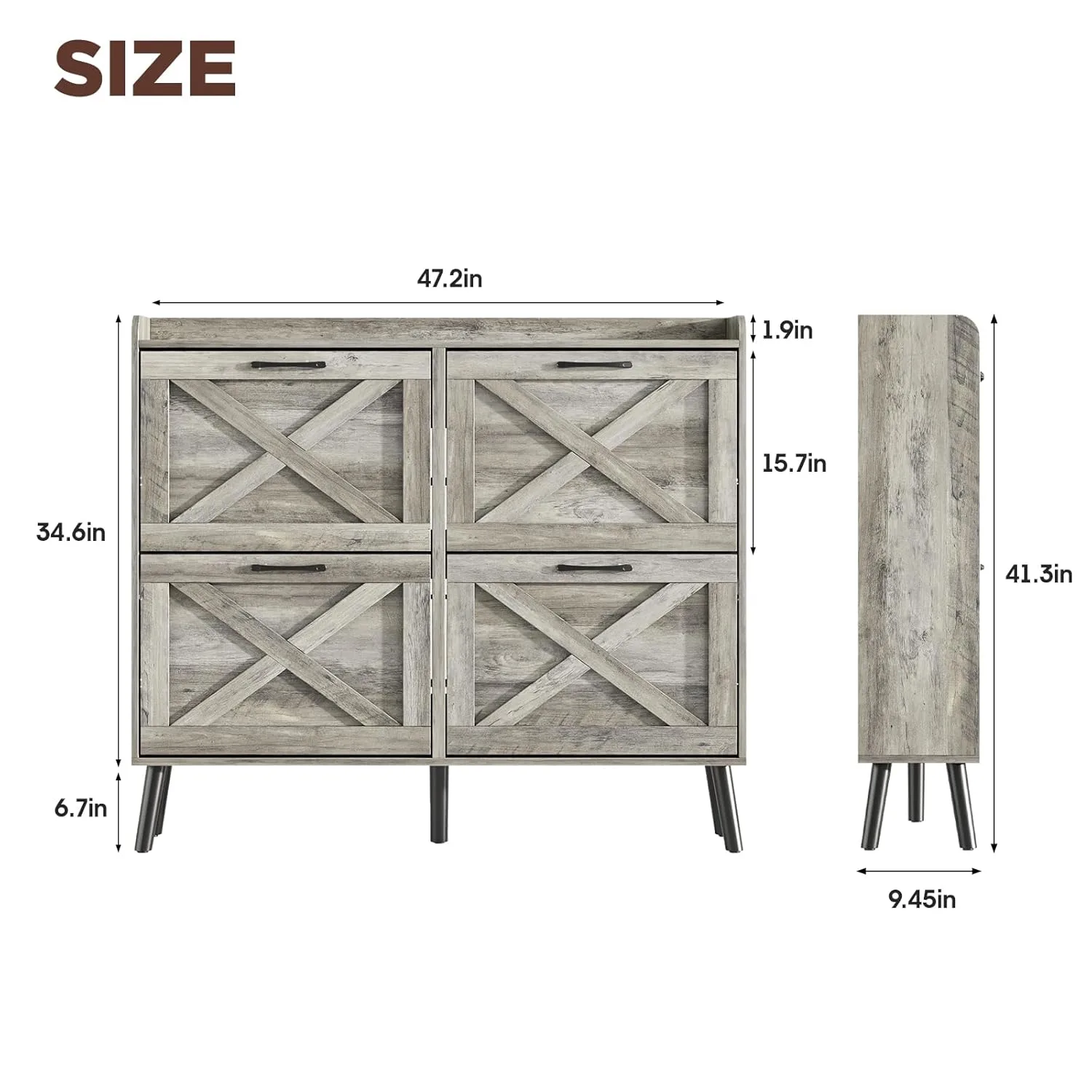 maupvit narrow shoe cabinet entryway washed gray 2