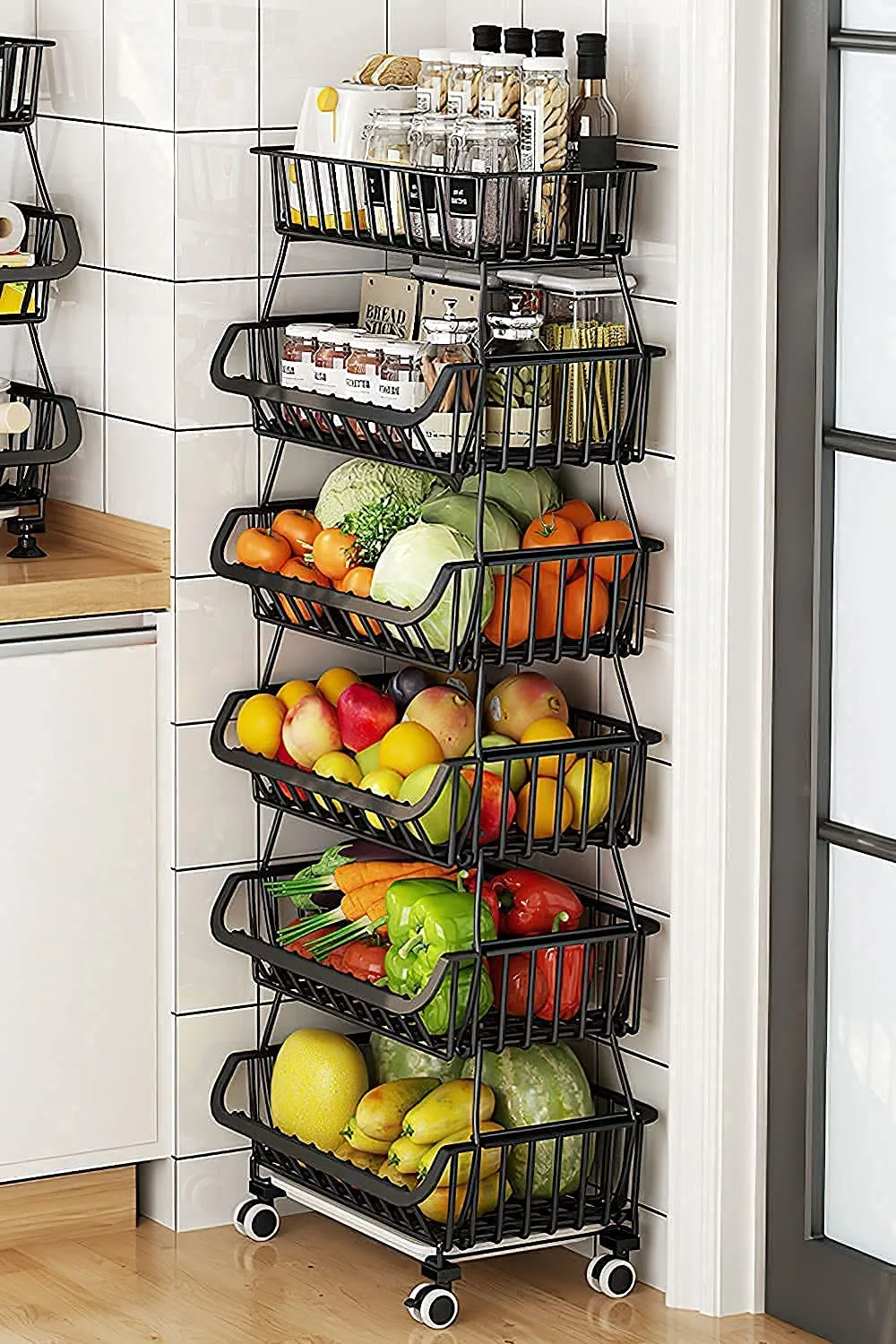 metal storage basket wheels 1