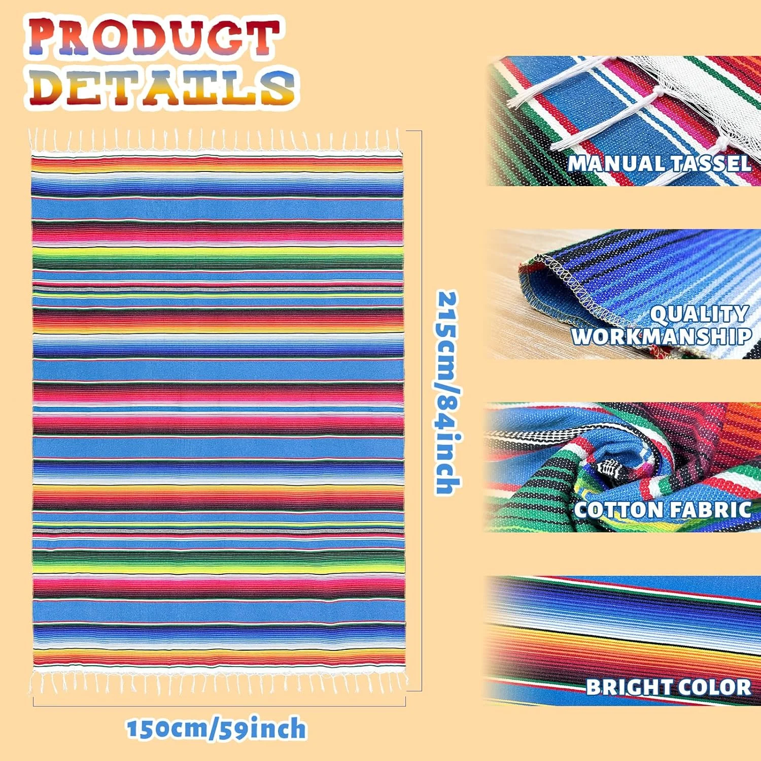 mexican serape tablecloth party 2