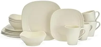 Mikasa Swirl White Square Dinnerware Set - 16pc