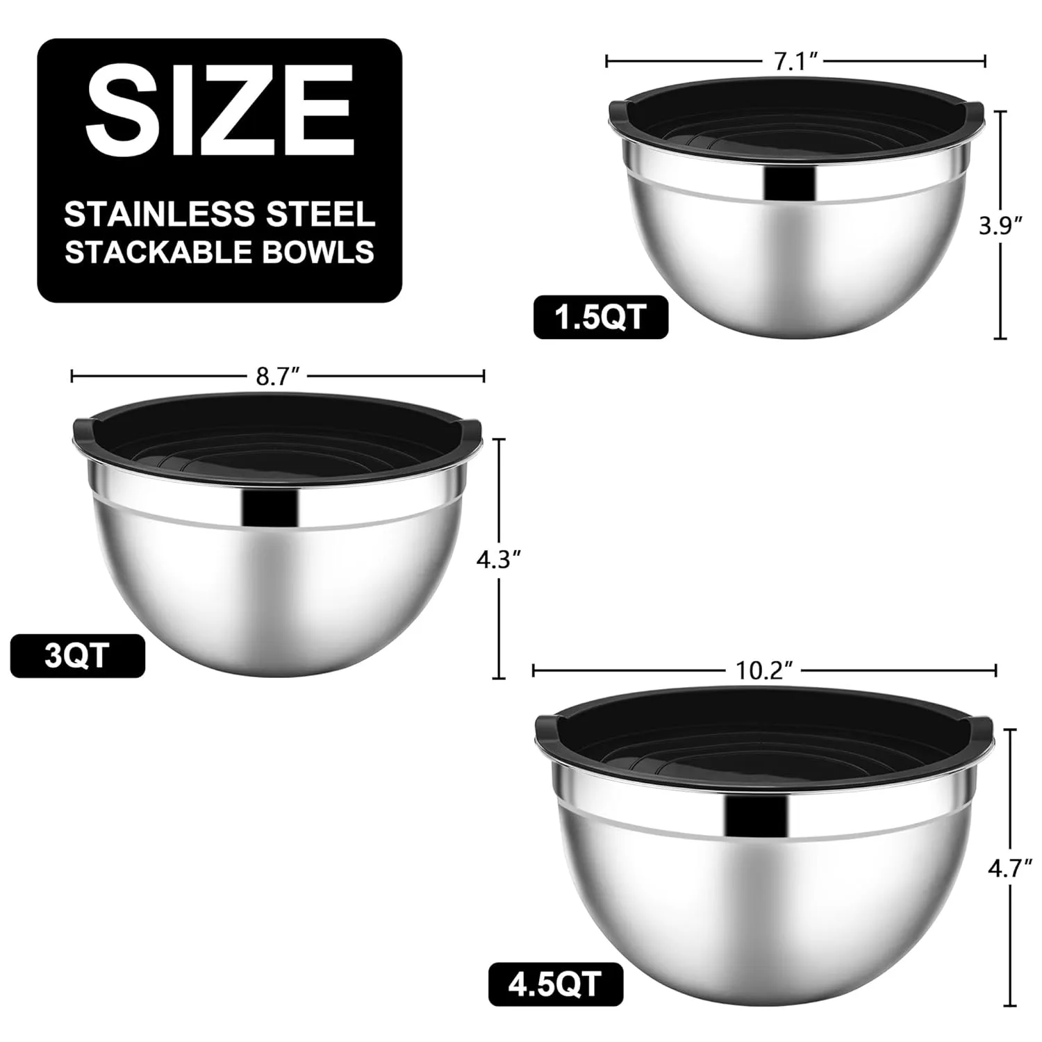 mixing bowls lids stainless 2