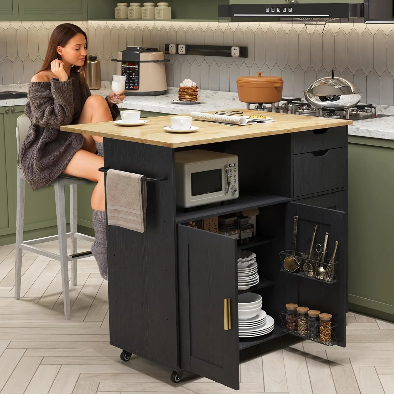mobile kitchen island cart 2