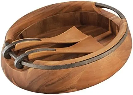 Nambe Anvil Salad Bowl & Servers