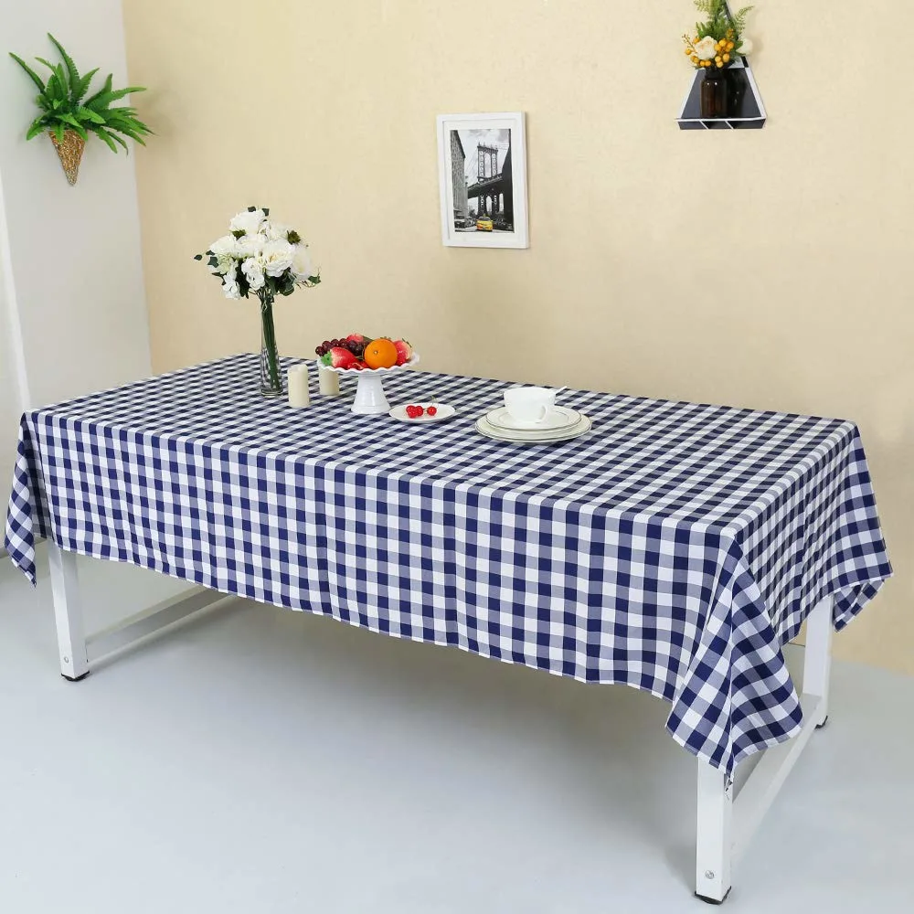 navy blue check tablecloth 1