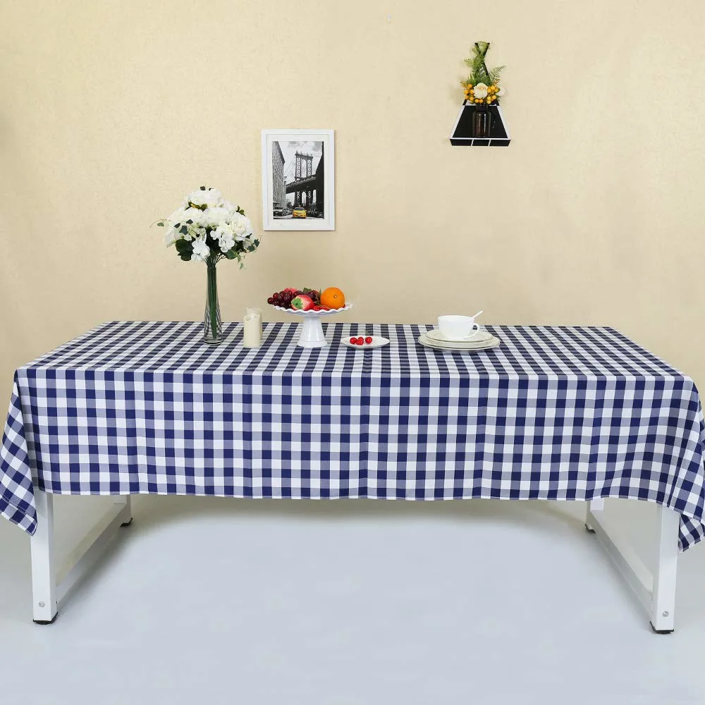 navy blue check tablecloth 2