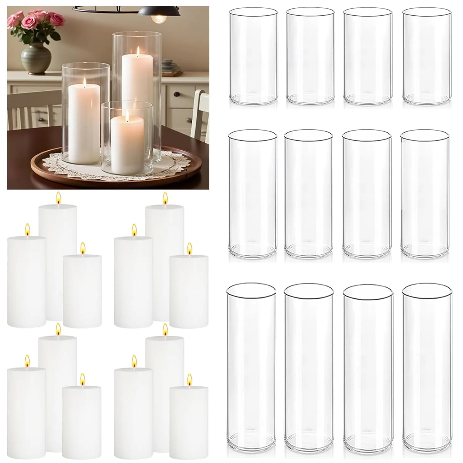 pillar candles glass holders 1