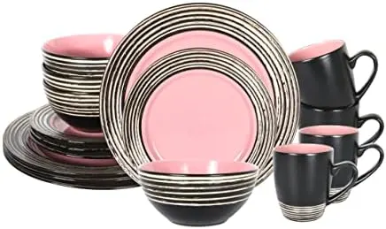 Handmade Stoneware Dinnerware Set - Pink