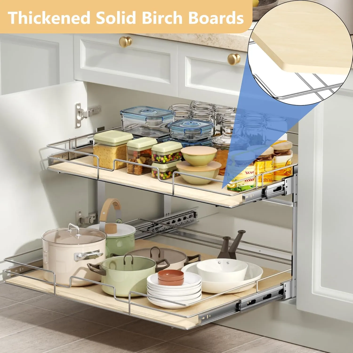 pull out cabinet organizer wood 2