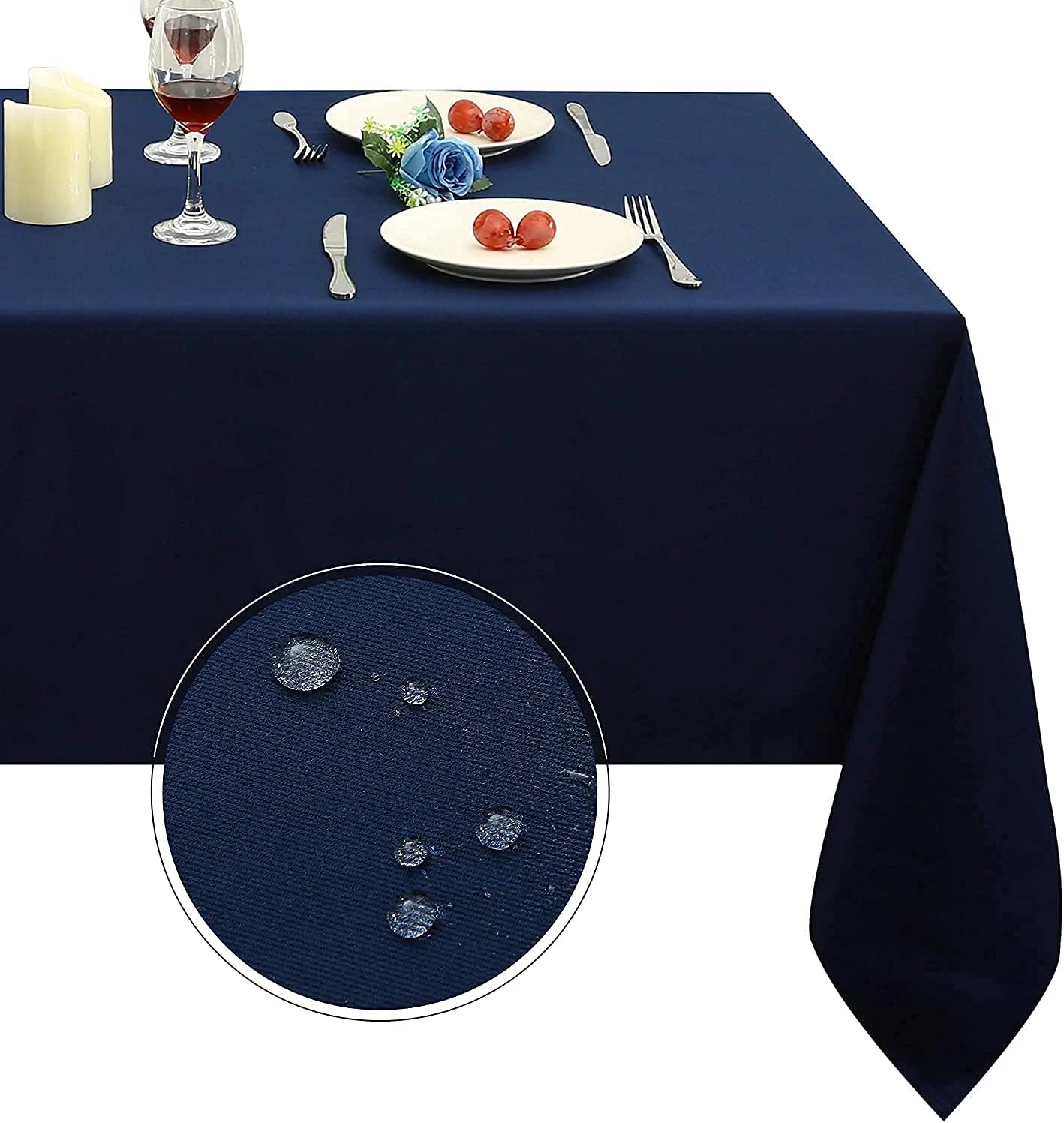 rectangle tablecloth water navy 1