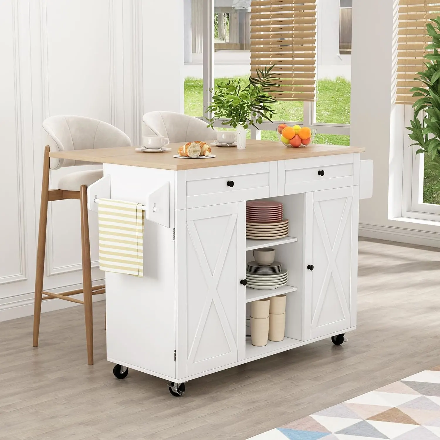rolling kitchen island drop leaf 2