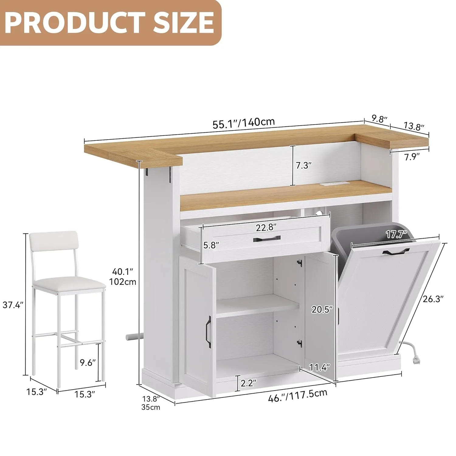 rolling kitchen island seating 2
