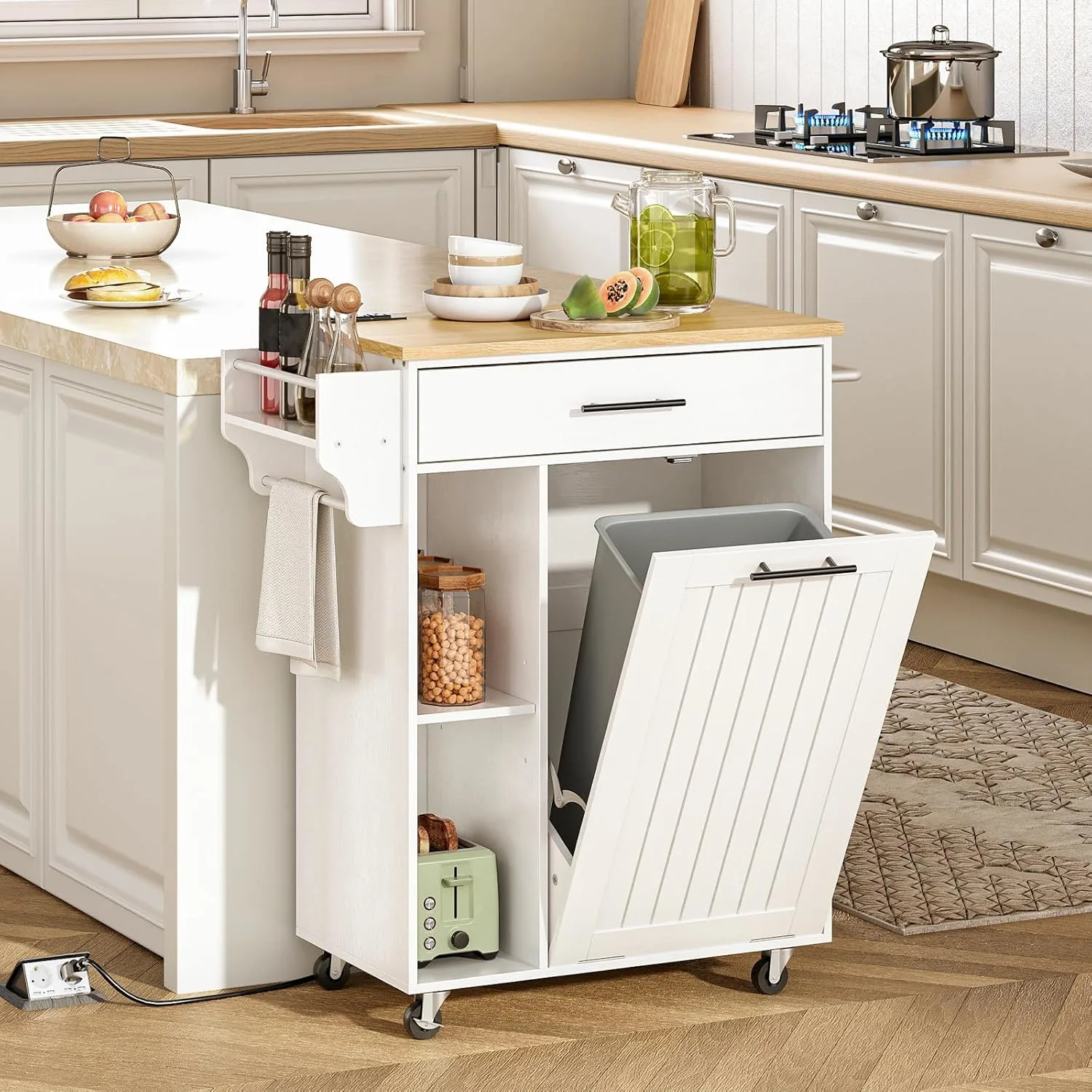 rolling kitchen island trash can 2