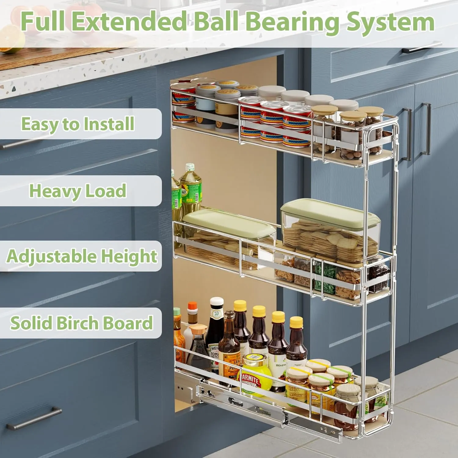 roomtec 3 tier pull out spice rack narrow cabinet 2