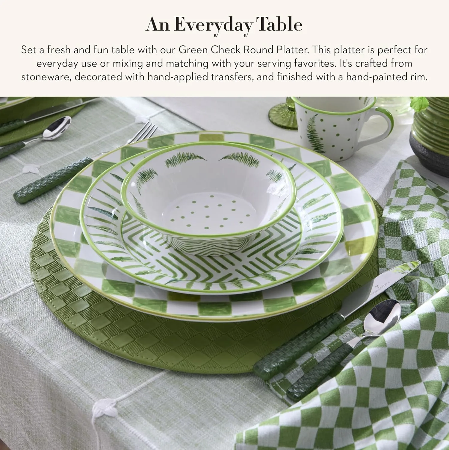 round green check platter 2