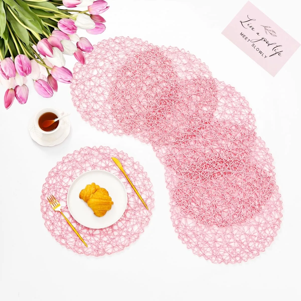 round placemats pink 1