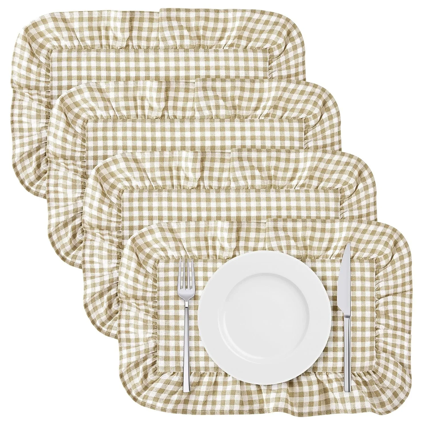 scalloped placemats cotton set 1
