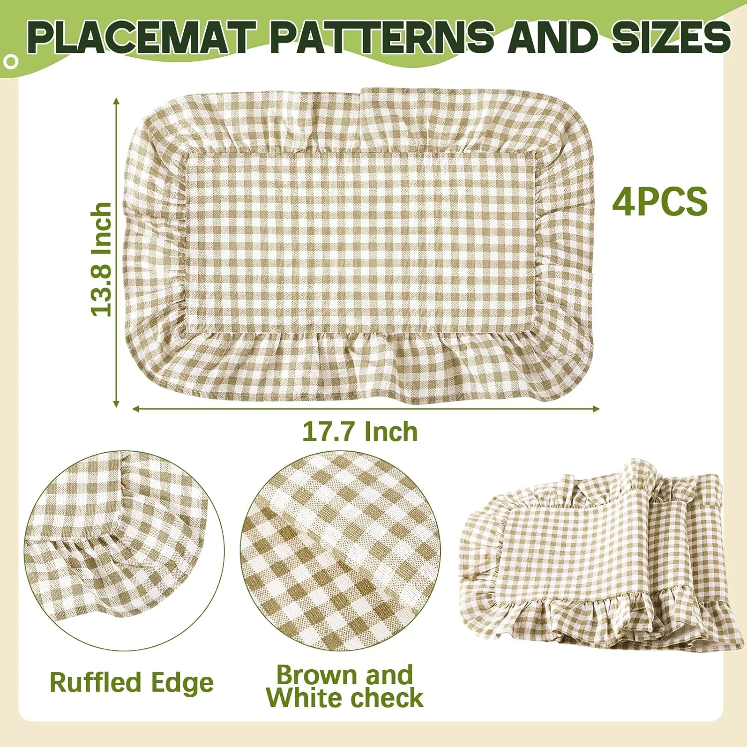 scalloped placemats cotton set 2