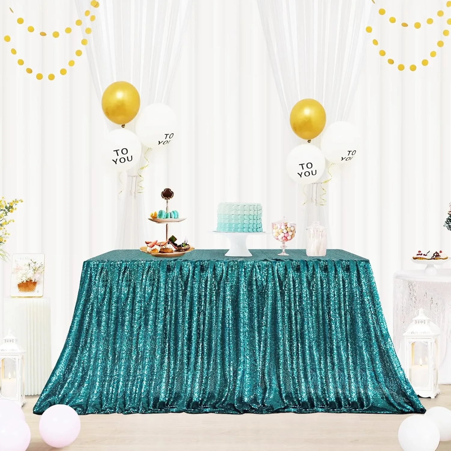 sequin tablecloth teal 1