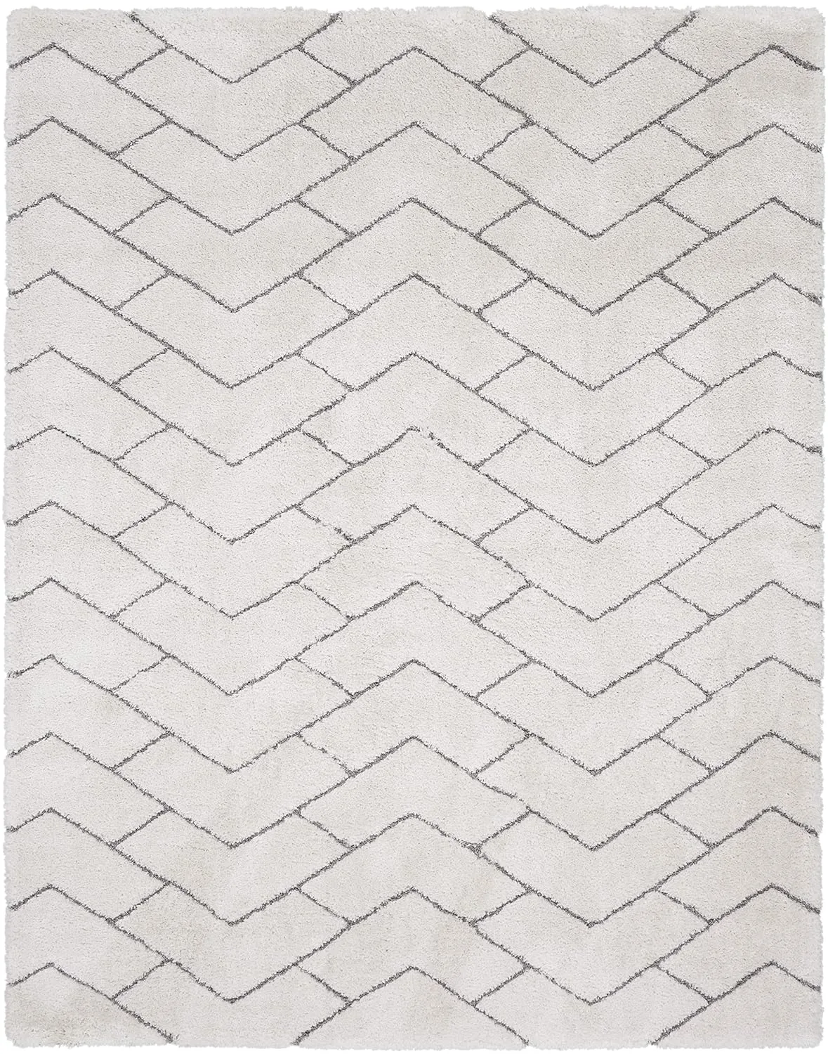 shag area rug modern ivory grey 8x10 2